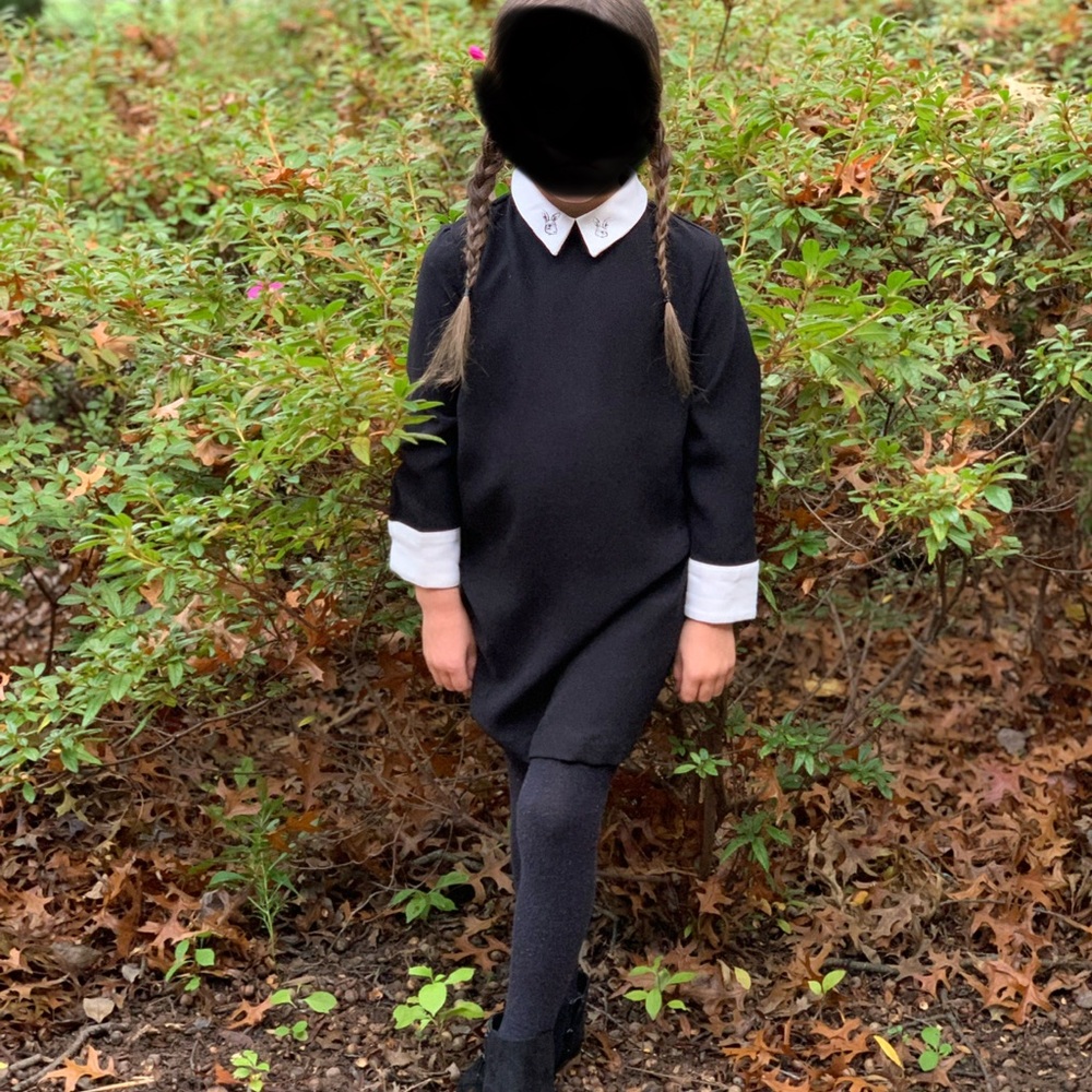 Wednesday Addams inspired Black and White Kids Dress